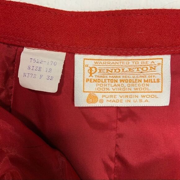 Vintage Pendleton Red Hi-Rise Wool Skirt (R22) - Picture 5 of 7